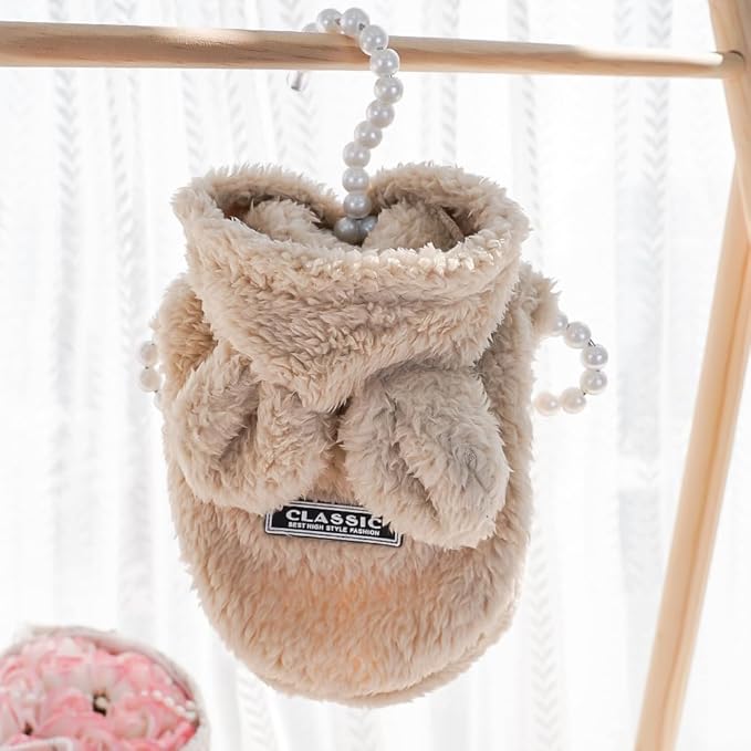 Cat Bunny Ears Costume Cute Dog Kitten Hoodies Sweater Rabbit Ears Puppy Pet Apparel (XXX-Large,Beige)