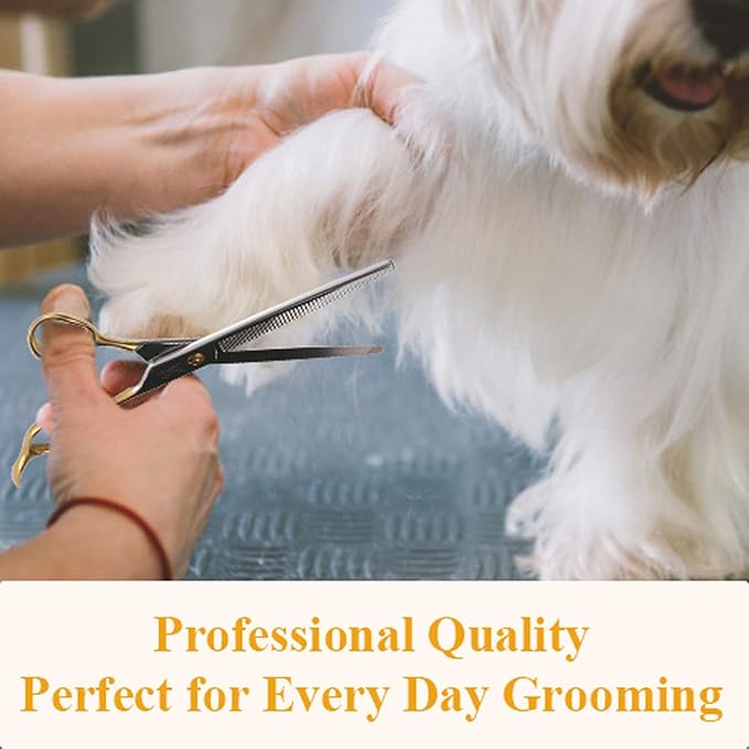 JASON 7.5" Thinning Shears for Dogs 40-Teeth Dog Grooming Blending Shear Professional Pet Thinners Blender Scissors Trimming Kit for Groomers