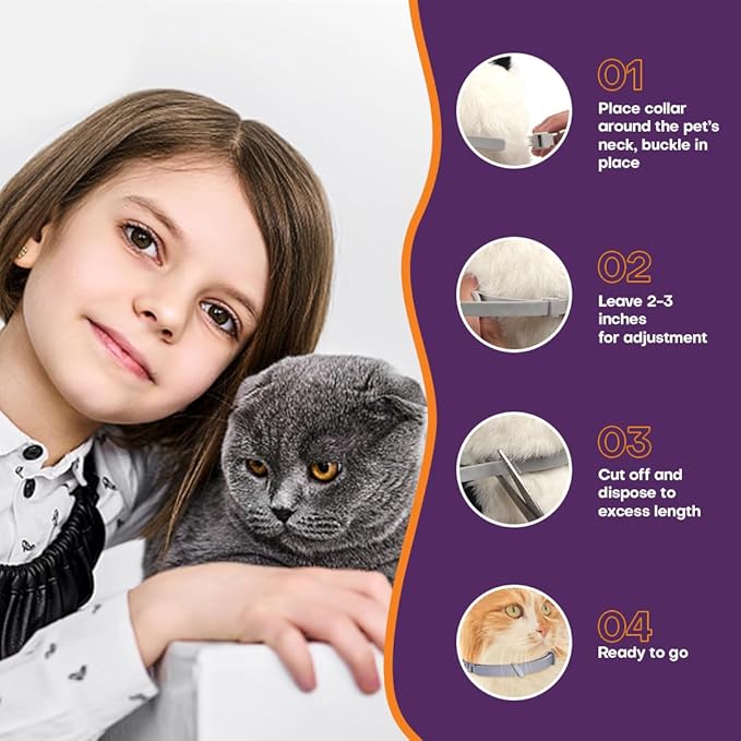Calming Collars for Cats 6 Pack Grey & White Pheromone Cat Anxiety Collar Natural Stress Relief for Scratching, Marking & Loud Noises Adjustable Calming Collar for Kittens & Cats