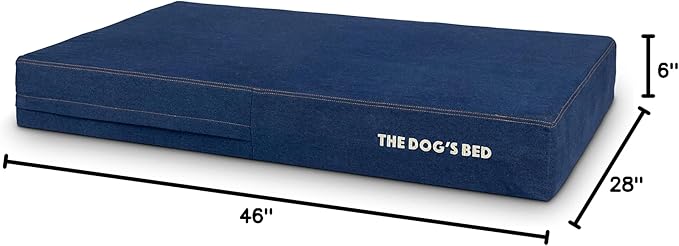 The Dog’s Bed Orthopedic Memory Foam Dog Bed, XL Blue Denim, Pain Relief for Arthritis, Hip & Elbow Dysplasia, Post Surgery, Lameness, Supportive, Calming, Waterproof Washable Cover