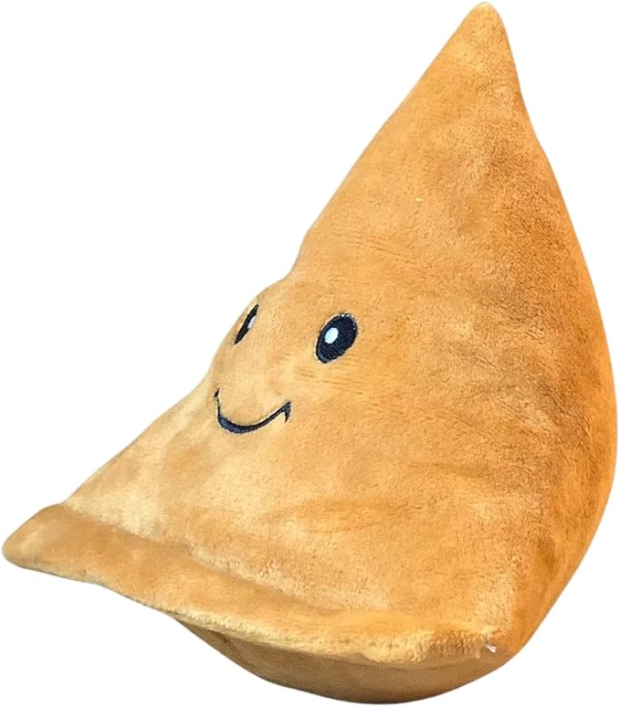 Samosa Plush Dog Toy – Crinkle & Squeaky Interactive Toy for Small to Large Dogs – Soft Desi Food-Inspired Chew Toy for Aggressive Chewers, Puppies & Pet Gifting