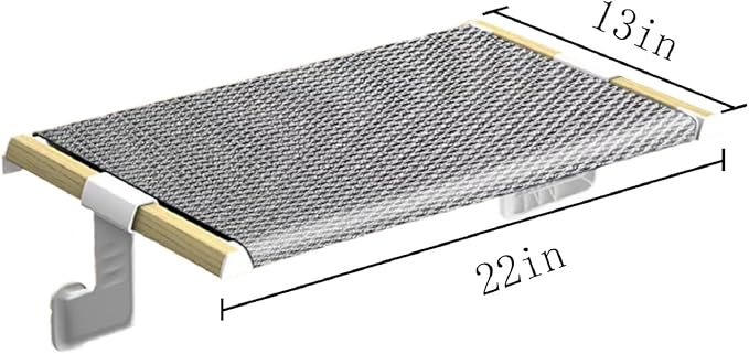 Cat Bed Window Sill Perch,Adjustable Cat Bedside Hammock Metal Frame Kitten Shelf Windowsill for Indoor Large Heavy Cats No Drilling Window Sill Extender for Pets (White, M)