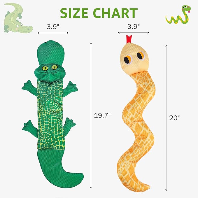 SCENEREAL Dog Water Toy for Medium Small Dogs- 2 Pack Floating Dog Toys Squeaky Toys for Pool Fetch, Crocodile & Snake Shape Durable Pet Chew Toy Summer Outdoor Interactive Play