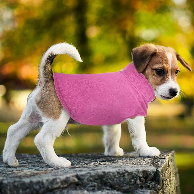 FUAMEY Dog Fleece Vest for Large Dogs,Warm Stretchy Dog Sweatshirts Pullover with Leash Hole Dogs Sweater Soft Pet Turtleneck Cozy Pet Vest Lightweight Sleeveless Pink L