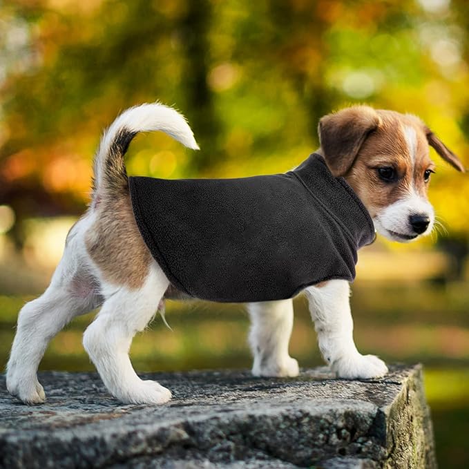 FUAMEY Dog Fleece Vest for Medium Dogs,Warm Stretchy Dog Sweatshirts Pullover with Leash Hole Dogs Sweater Soft Pet Turtleneck Cozy Pet Vest Lightweight Sleeveless Black M
