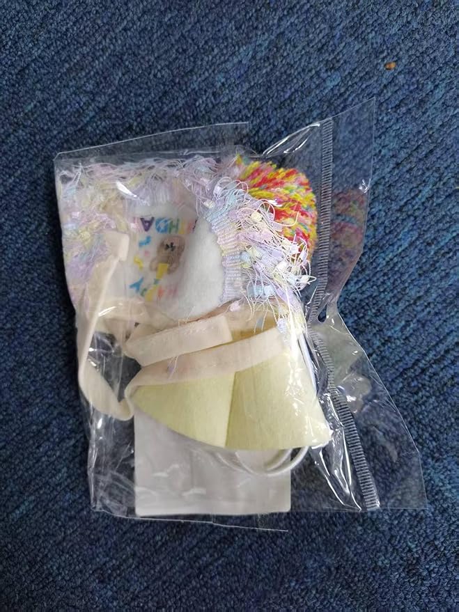 Kunyeah 2Pcs Pet Happy Birthday Hat Scarf Set Puppy Princess Costumes Cute Cat Bandana Outfit Dog Cone Hat wtih Pom-pom Colorful Lace Bib Collar Pet Birthday Decorations Party Supplies (Colorful)