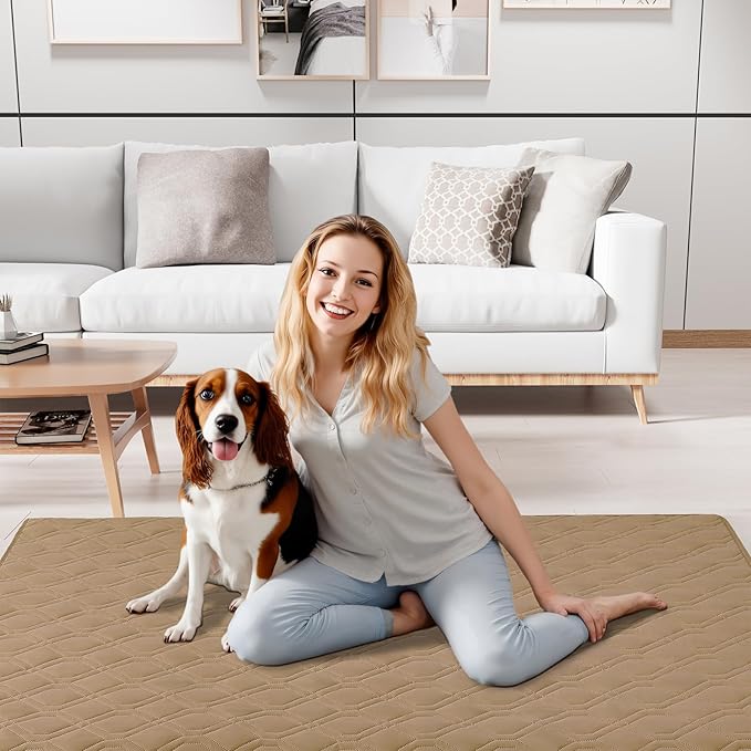 Smiry Waterproof Dog Blanket, 68x82 Inch Soft Pet Bed Cover Reversible, Washable Sofa Couch Furniture Protector for Small Medium Large Dog Puppy Cat, Camel/Beige