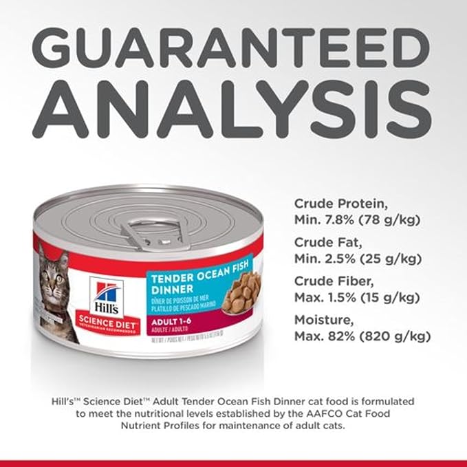 Hill's Science Diet Adult 1-6, Adult 1-6 Premium Nutrition, Wet Cat Food, Ocean Fish Stew, 5.5 oz Can, Case of 24