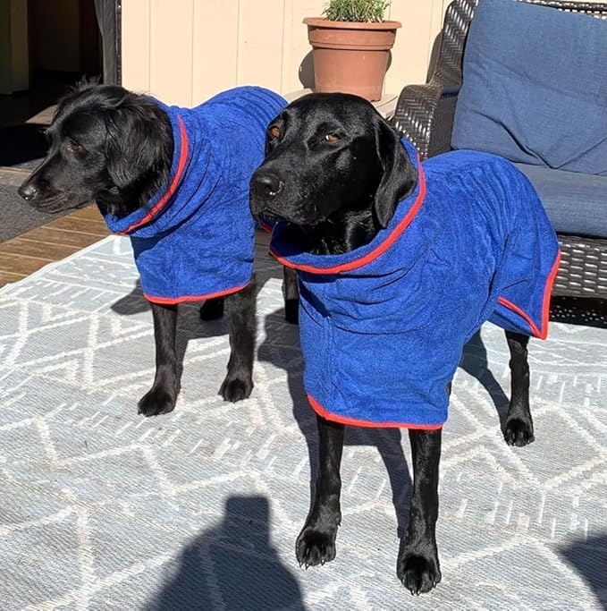 Dog Drying Coat - Fast Drying Dog Towel Robe - Microfiber Super Absorbent Pet Bathrobe, Adjustable Collar & Belly Strap Pet Coat Pet Bath Robe Towel (XXX-Large, Red)