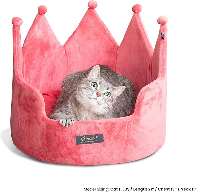 NANDOG Pet Gear Crown Cozy Round Dog and Cat Bed Collection Washable Indoor Pet Bed for Small Breeds -Soft Bed Fits in Crate or Kennel - Made of Ultra Soft Micro-Plush Material (Royal Pink Prive 18")