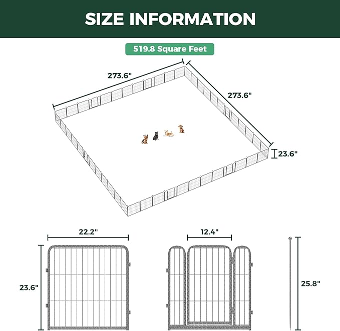 FXW Aster Dog Playpen Designed for Yard, 24inch 48 Panels