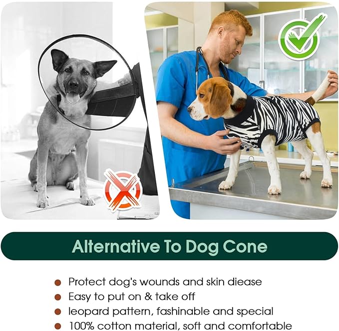 Kuoser Dog Surgery Recovery Suit, Recovery Suit for Female Male Dogs, Dog Onesie After Surgery Spay Neuter, Anti-Licking Pet Surgical Recovery Snugly Suit, Bodysuit for Abdominal Wounds Skin Disease