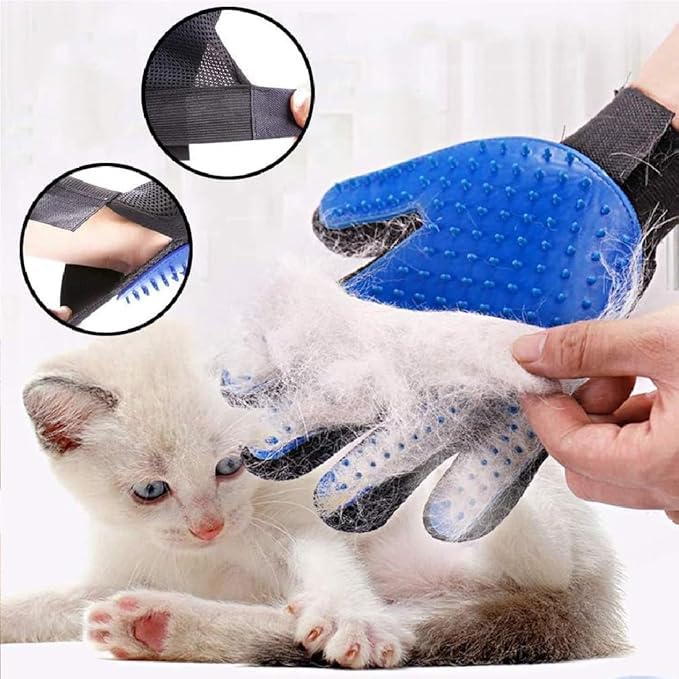 Dog Grooming Gloves for Cats and Dogs, Soft Rubber Pet Grooming Gloves with Comfortable Handle for Cleaning Dirty Paws, Dirty Dog Brushing Gloves for Cats and Dogs, 1 Pair Blue
