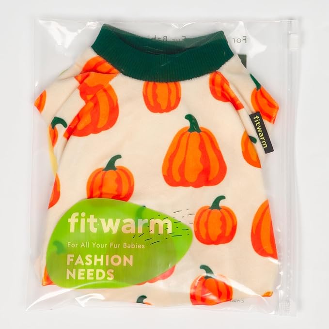 Fitwarm Pumpkin Dog Pajamas, Thanksgiving Outfit for Small Dogs Boy Girl, Fall Pet Clothes, Beige, Orange, Green, Large