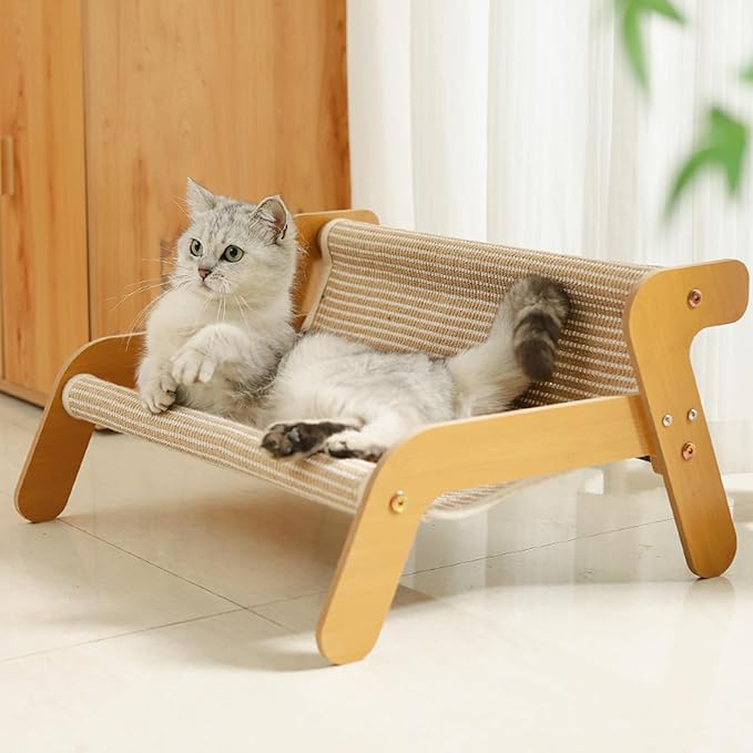 Cat Hammock, 2-in-1 Cat Scratch Pad and Cat Couch for Most Cats, Sisal Cats Scratcher Bed for Home Indoor, Cat Hammock Gifts for Cats