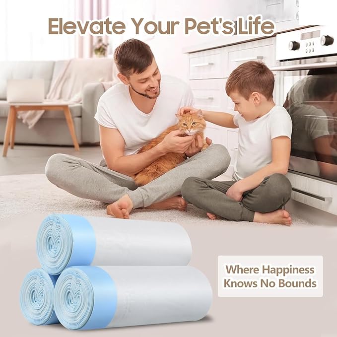 34 Pack Litter Box Liners Compatible with Safe Pets ScoopFree Crystal Pro Cat Litter Box, Large Cat Waste Poop Bags with Drawstring Heavy Duty Tear-free- 37" x 13"(Cardboard NOT Included)