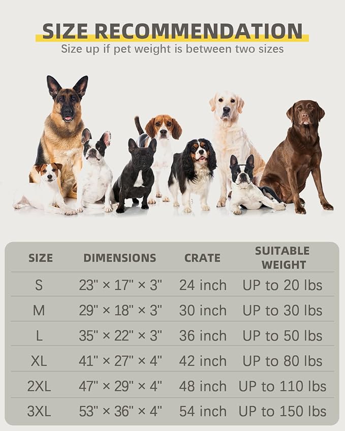 Orthopedic Dog Beds Large Sized Dog Waterproof Pet Kennel Pad with Removable Washable Cover and Non-Slip Bottom, 35x23 Inch, Pink