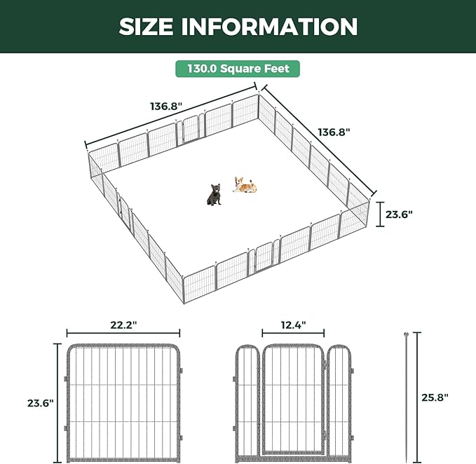 FXW Aster Dog Playpen Designed for Yard, 24inch 24 Panels