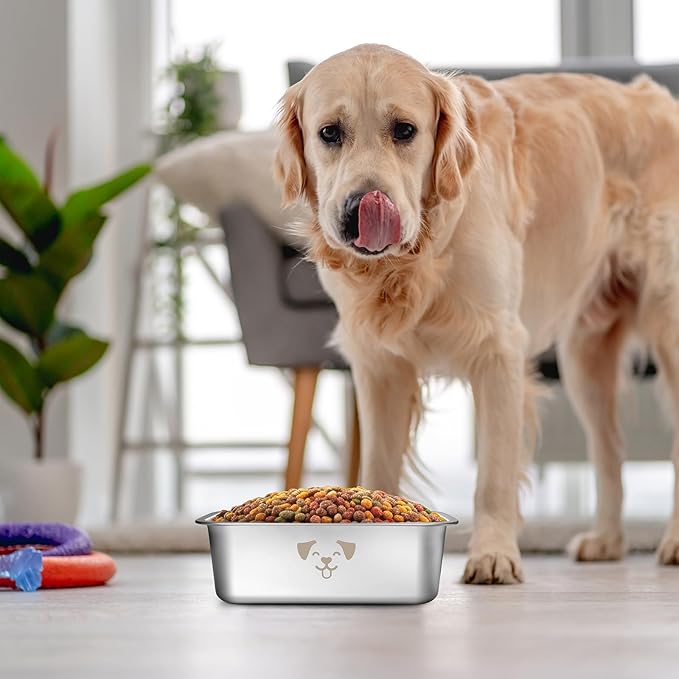 Sweetude 4 Pcs Stainless Steel Dog Bowls Bulk High Capacity Metal Dogs Food and Water Bowls for Large Dogs Pets(Silver,0.85 Gallon)