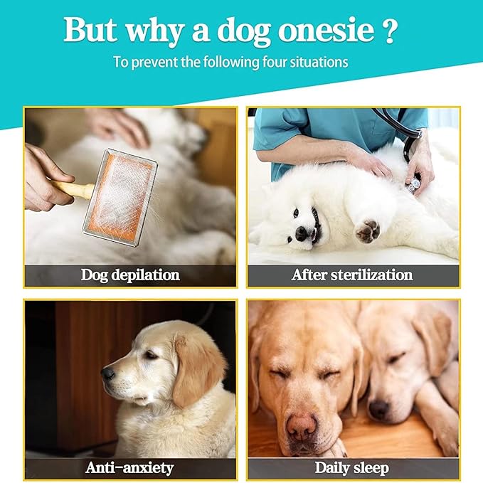 Yeapeeto Dog Onesie Surgery Recovery Suit for Large Medium Bodysuit Dogs Pajamas PJS Full Body for Shedding, Prevent Licking, Wound Protection, Cone Alternative (4X-Large (Pack of 1), Grey)