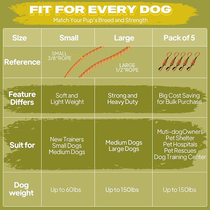 Fida Durable Slip Loop Lead for Large, Medium Dogs, 6 FT x 1/2" Heavy Duty, Comfortable Strong Rope, No Pull Pet Training Leash with Highly Reflective, Orange