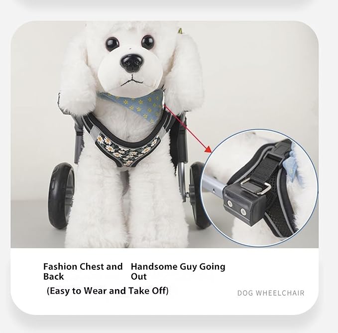Dog Wheelchair for Back Legs,Adjustable Pets Cart Mobility Aids for Little Pets,Chest & Thigh Support,Suitable Small Medium Dogs (Two Rounds, S)