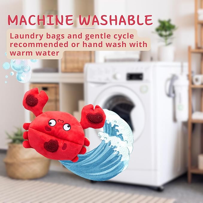 Squeaky Dog Toys, Plush Puzzle Hide and Seek Puppy Toys to Keep Them Busy â Cute Stuffed Dog Chew Toys for Small, Medium Breed - Crab