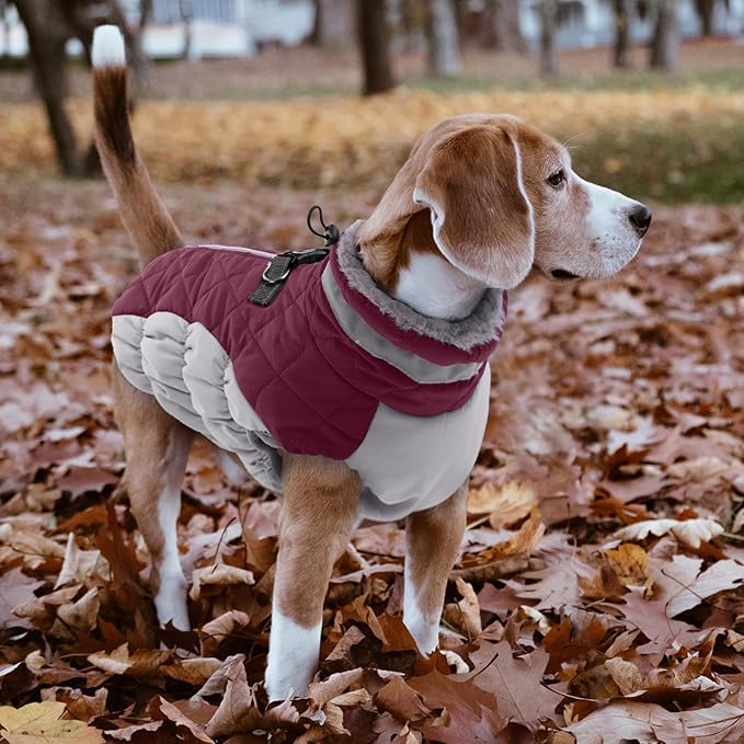 Lelepet Dog Coat Warm Dog Winter Coat Waterproof Dogs Jacket with Harness Built in Reflective Pet Fleece Vest Zip-Up Cold Weather Coats for Extra Large Dogs Turtleneck & Windproof Coats Great Dane 3XL