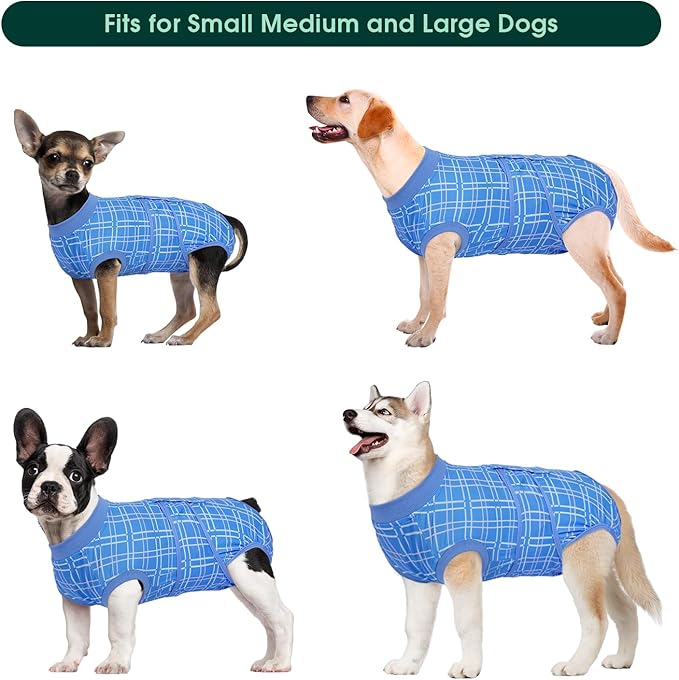 Kuoser Dog Recovery Suit for Female Male Dogs, Post-Surgery Bodysuit for Spay Neuter, Dog Onesie After Surgery, Anti-Licking Pet Surgical Recovery Suit, Blue XXL