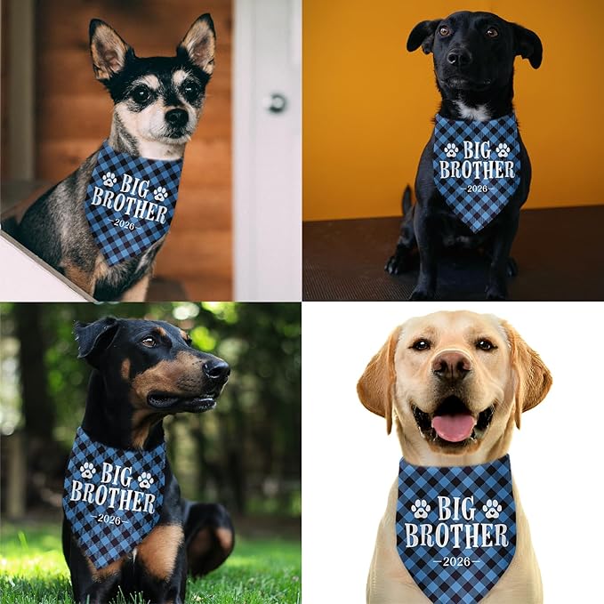 Big Brother 2026 Bandana for Dog Gender Reveal Bandana Pregnancy Announcement Photo Prop for Dog Lover Pet Scarf Accessories for Small Medium Large Dog