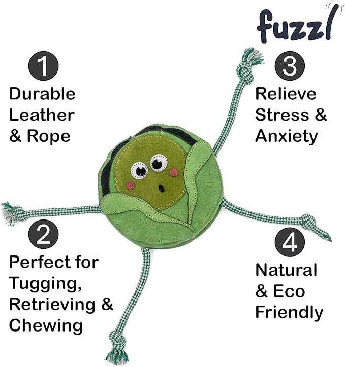 Eco Leather Super Sprout Natural and Tough Dog Toys - Long Lasting Chew Toys for Aggressive Chewers - Strong Dog Toy for Dogs and Puppy