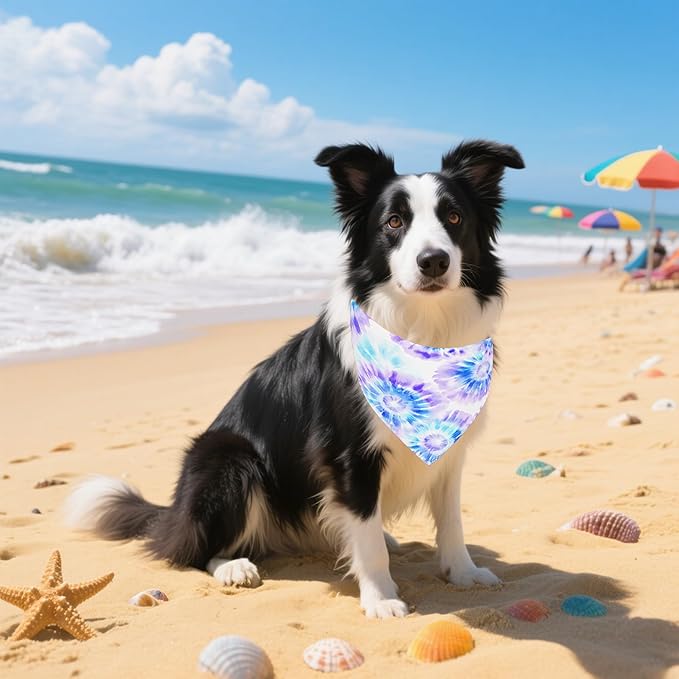 7 PCS Tie Dye Dog Bandanas for Large Dogs Breed Sewing Hemming Dog Bandana Print One Side XL Drool Bibs Party Grooming L