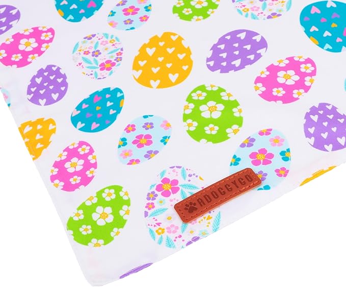 ADOGGYGO Easter Dog Bandana, Egg Rabbit Carrot Pet Scarf, Premium Durable Fabric, White Orange Easter Bandanas for Medium Large Dogs Pets (Large)
