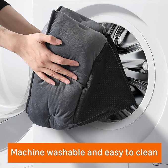 Amazon Basics Round Dog Bed for Medium Dogs, Cat Beds for Indoor Cats, Washable Pet Bed with Soft Plush Cushion, Anti-Slip Bottom, 25x21x8 Inches, Gray