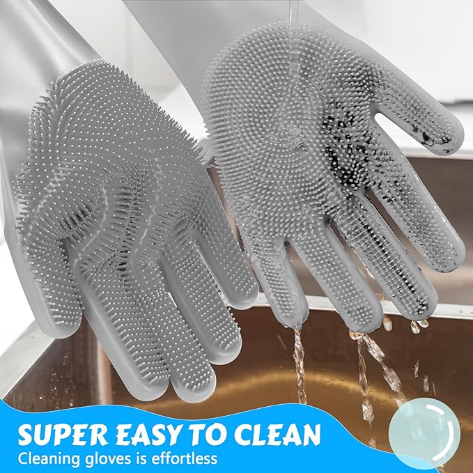 Pecute Pet Grooming Gloves: Heat-Resistant Silicone Gloves with High-Density Teeth for Enhanced Massaging and Bathing of Dogs and Cats