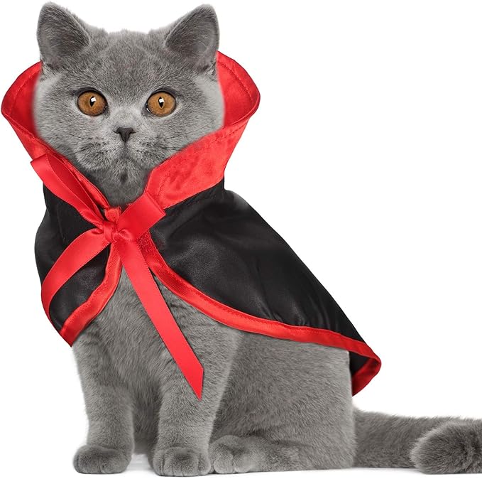 Boao 4 Pcs Halloween Cat Costume Pet Bat Wings with Pumpkin Bells Accessory Puppy and Cat Halloween Cute Dress up Accessories