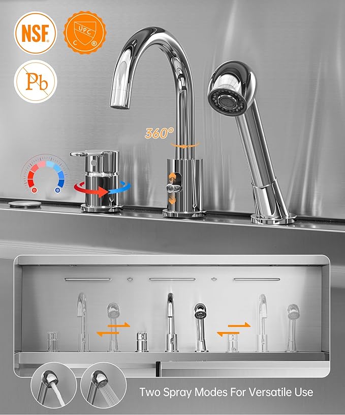 POLIMO Dog Wash Station with Pet Dryer & LED, Professional Dog Bathing Station for Large, Medium & Small Dogs – with Window, Ramp, Drawer, Floor Grate, LED Display & Faucet (Right RAMP & Dryer, 61")