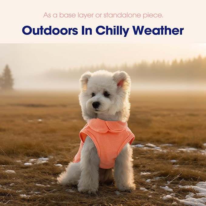 FUAMEY Dog Fleece Vest for Large Dogs,Warm Stretchy Dog Sweatshirts Pullover with Leash Hole Dogs Sweater Soft Pet Turtleneck Cozy Pet Vest Lightweight Sleeveless Orange L