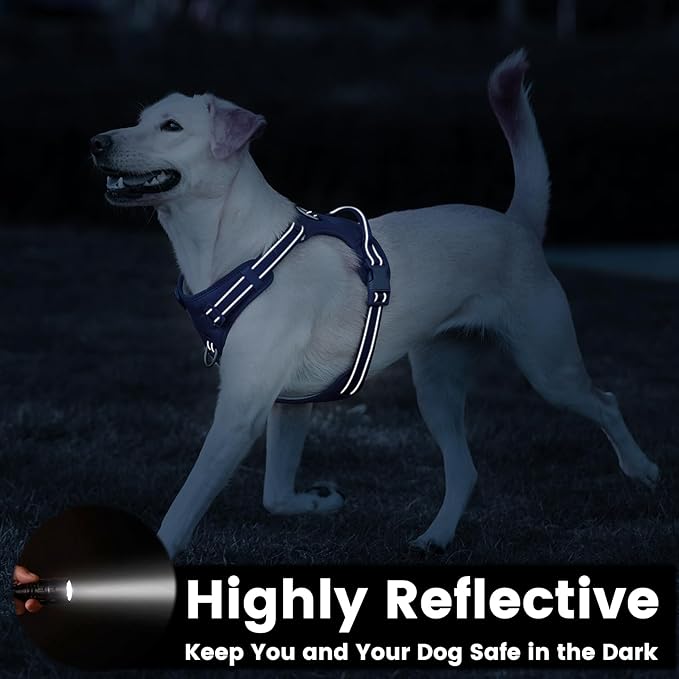 No Pull Dog Harness, Reflective Puppy Vest for Small Medium Large Sized Dog(Prussian Blue,XS)