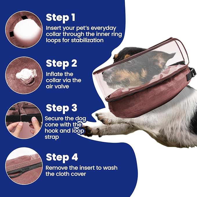 BARKLESS Dog Cone, Inflatable Dog Cone After Surgery for Small Medium Breeds, Soft Surgery Collar with Enhanced Anti-Licking Guard Shield for Pets, Patented Protective Donut Collar