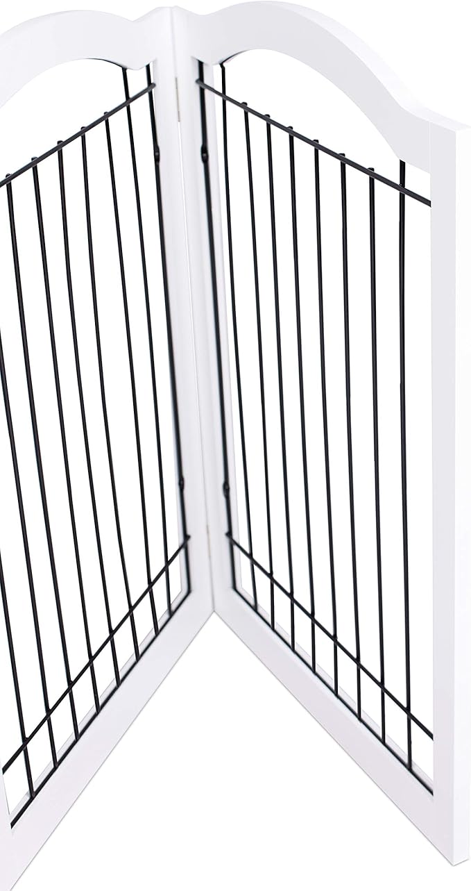 Internet's Best Wire Dog Gate with Arched Top - 4 Panel - 30" Tall - White