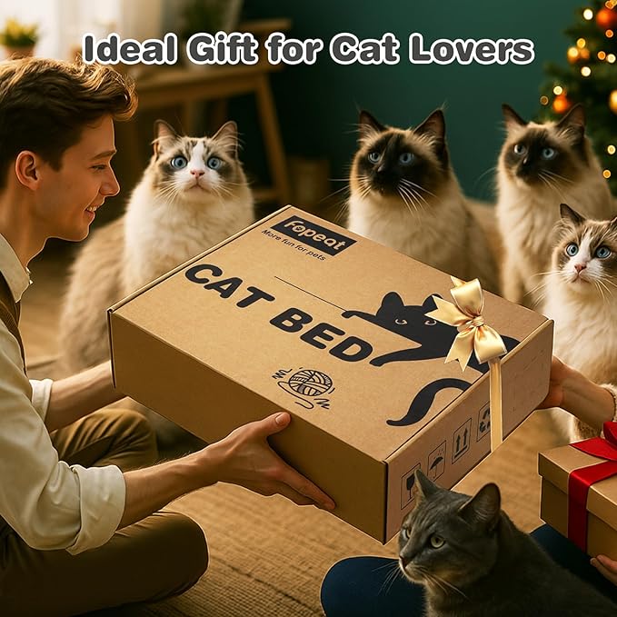 Extra Large Elevated Cat Bed, Solid Rubberwood Cat Hammock Bed with Soft Breathable Cover, Double Pet Beds for Multi-Cats Households Small Dog Rabbit