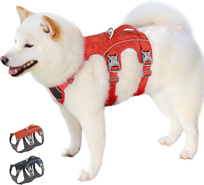 Escape Proof Dog Harness Small Sized Dog, Lightweight Full Body Pet Vest with Lift Handle & Leash Clip, Reflective Adjustable No Slip Dog Harness for Daily Walking(Red,Chest:16-27")