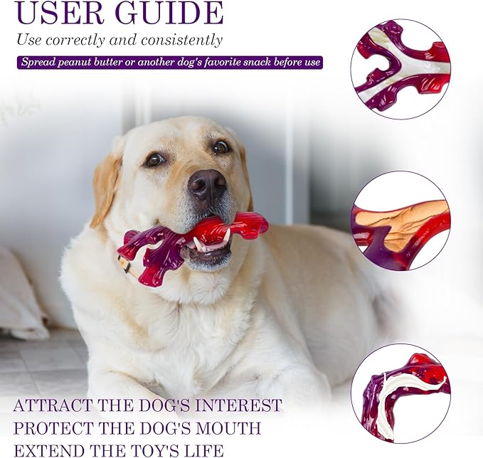 6-Pack Indestructible Dog Toys for Large Breed: Dog Toys for Aggressive Chewers, Nylon Dog Chew Bones for Large Dogs, Dog, Irresistible Beef Flavor