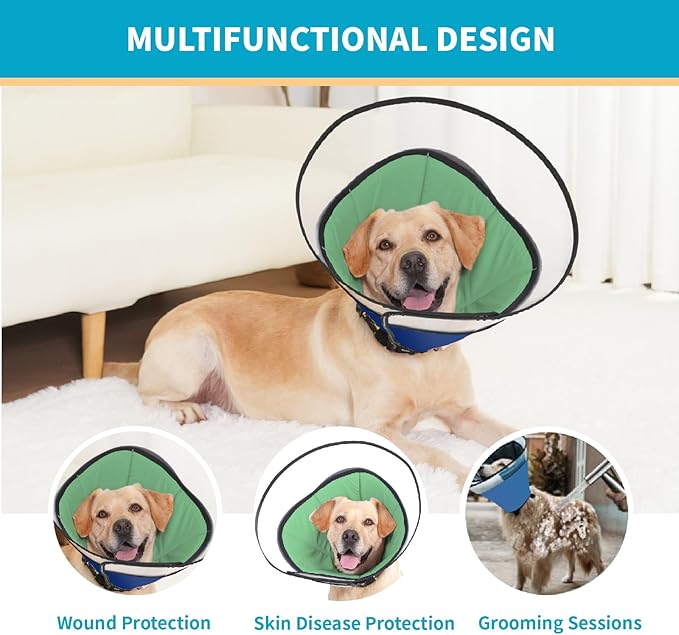 Pet Dog Cone Collar to Stop Licking, Soft Comfy Cones for Large Medium Small Dogs After Surgery, Cone of Shame for Dogs Head Neck Elizabethan Collar-Avocado Green-L