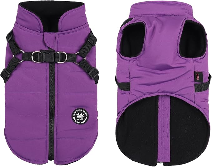 Norbi Dog Winter Jacket with Built-in Harness - Adjustable Warm Coats for Small to Large Dogs - Perfect for Cold Weather