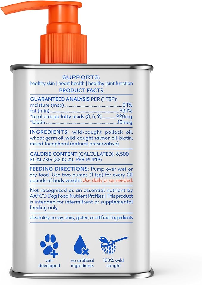 Native Pet Omega 3 Fish Oil for Dogs & Cats - Promotes Healthy Skin, Shiny Coat, & Strong Joints - Made with Wild Alaskan Salmon Oil for Dogs – Tasty, Fast-Absorbing Omega 3 6 9 Liquid Supplement- 8oz