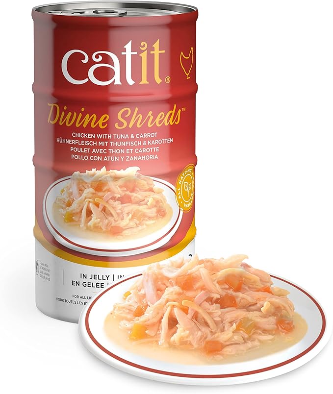 Catit Divine Shreds in Jelly, Premium Wet Cat Food, Chicken with Tuna & Carrot
