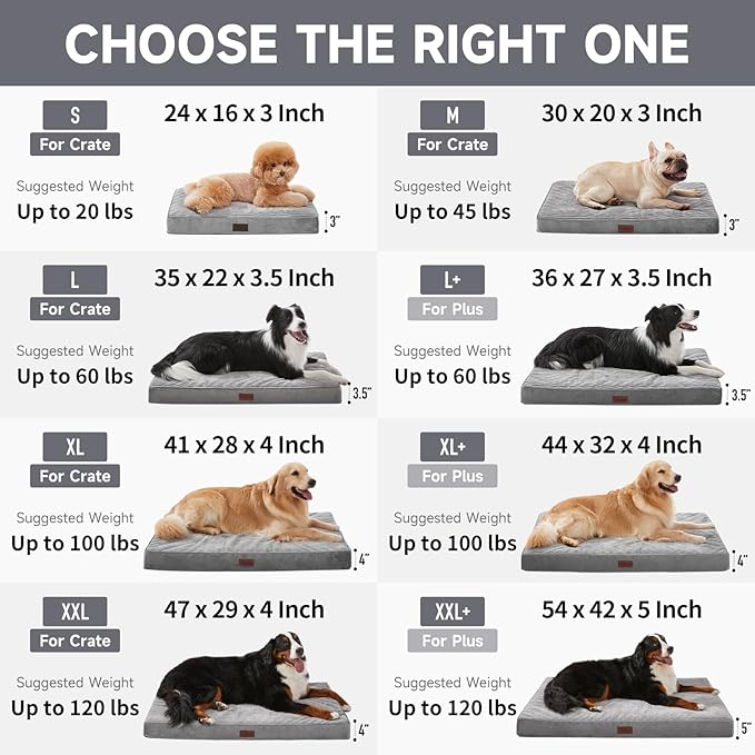 OhGeni Orthopedic Waterproof & Machine Washable Dog Bed for Extra Large Pets, Suitable for Crates, Cat Mat with 25D Egg Crate Foam, Non-Slip Bottom & Removable Cover, 47 Inches(Coffee)