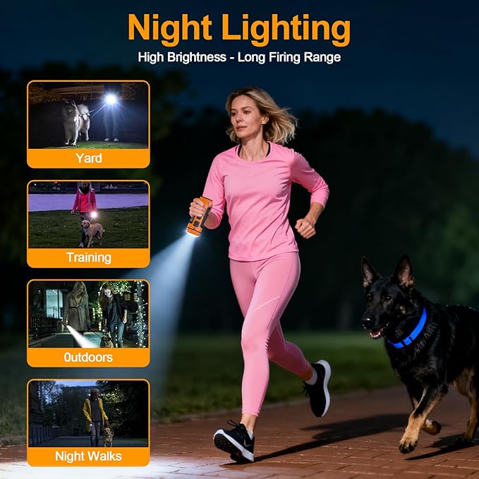 Dog Bark Deterrent Devices, Ultrasonic Anti-Barking Devices with 3X Sonic Emitters, Portable Rechargeable Bark Control Safe for Dogs Training - Indoor & Outdoor, Orange